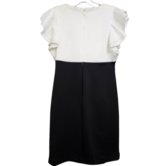 Tommy Hilfiger Nwot White/Black Colorblock Flutter Cap Sleeve Scuba Sheath Dress - Picture 5 of 16